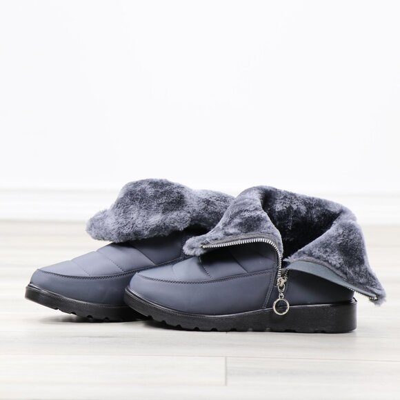 Rain Ankle Boots Weather Resistant Warm Synthetic Fluff Inside Grey - Picture 13 of 14